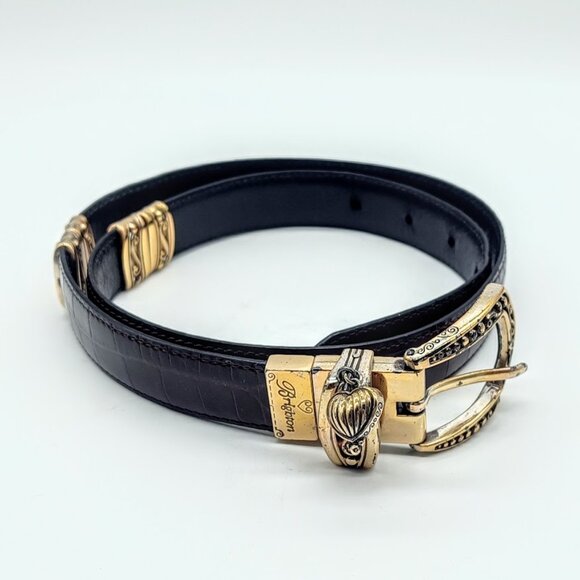 Vintage Brighton Oxblood Leather Croco Embossed Belt - Picture 1 of 7